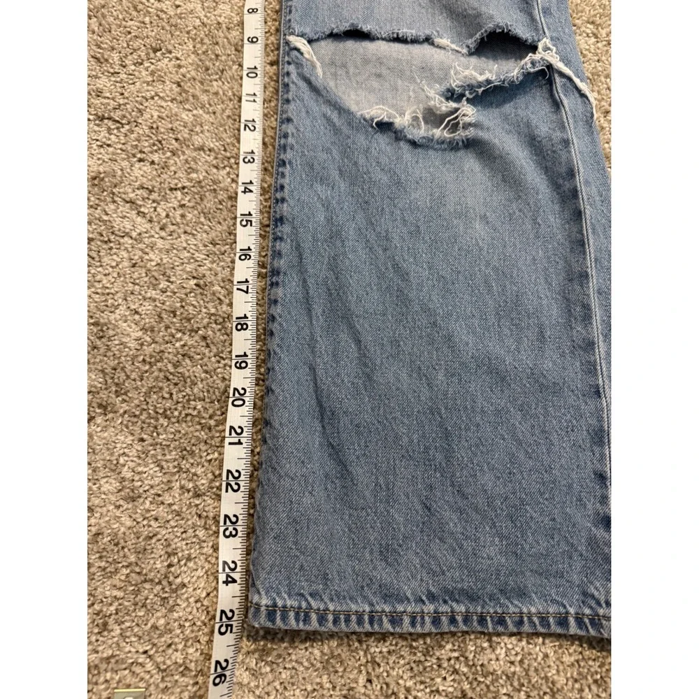 Old Navy Girls High Rise Baggy Wide Leg Denim Jeans Size 14 Blue Distressed